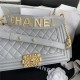 BOY Chanel FLAP BAG WITH HANDLE Lambskin & Gold Metal Gray A