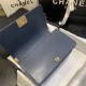 BOY Chanel HANDBAG Chevrons Pattern Calfskin Blue A