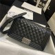 BOY Chanel HANDBAG Lambskin Silver Metal Black A