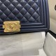 BOY Chanel HANDBAG Lambskin Gold Metal Navy Blue A