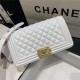 BOY Chanel HANDBAG Lambskin Gold Metal White A