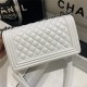 BOY Chanel HANDBAG Lambskin Silver Metal White A