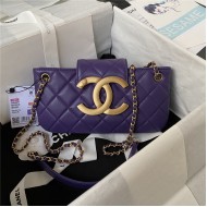 Chanel BAGUETTE BAG Lambskin & Gold-Tone Metal AS4611 Purple A