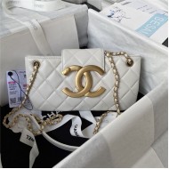 Chanel BAGUETTE BAG Lambskin & Gold-Tone Metal AS4611 White A