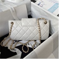 Chanel BAGUETTE BAG Lambskin & Gold-Tone Metal AS4611 White A