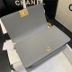 BOY Chanel HANDBAG Grained Calfskin & Gold Metal Grey A