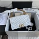 BOY Chanel HANDBAG Lambskin & Gold Metal White A