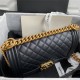 BOY Chanel HANDBAG Lambskin & Gold Metal Black A