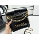 Chanel 22 MINI HANDBAG Shiny Calfskin Black, Imitation Pearls & Gold-Tone Metal AS3980 High