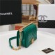 BOY Chanel HANDBAG Chevrons Pattern Lambskin Green B