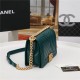 BOY Chanel HANDBAG Chevrons Pattern Lambskin Dark Green B