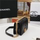 BOY Chanel HANDBAG Chevrons Pattern Lambskin Black B