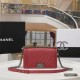 BOY Chanel HANDBAG Chevrons Pattern Grained Calfskin Red B