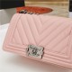 BOY Chanel HANDBAG Chevrons Pattern Grained Calfskin Pink B