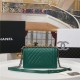 BOY Chanel HANDBAG Chevrons Pattern Grained Calfskin Green B