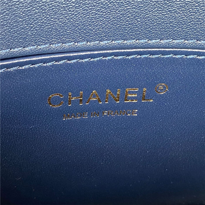 Chanel SMALL BOY Chanel MESSENGER BAG Velvet & Gold-Tone Metal AS3350 Navy A