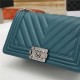 BOY Chanel HANDBAG Chevrons Pattern Grained Calfskin Dark Green B