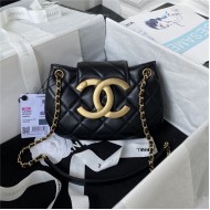 Chanel SMALL MESSENGER BAG Lambskin & Gold-Tone Metal AS4609 Black A