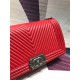 BOY Chanel HANDBAG Chevrons Pattern Lambskin Red B