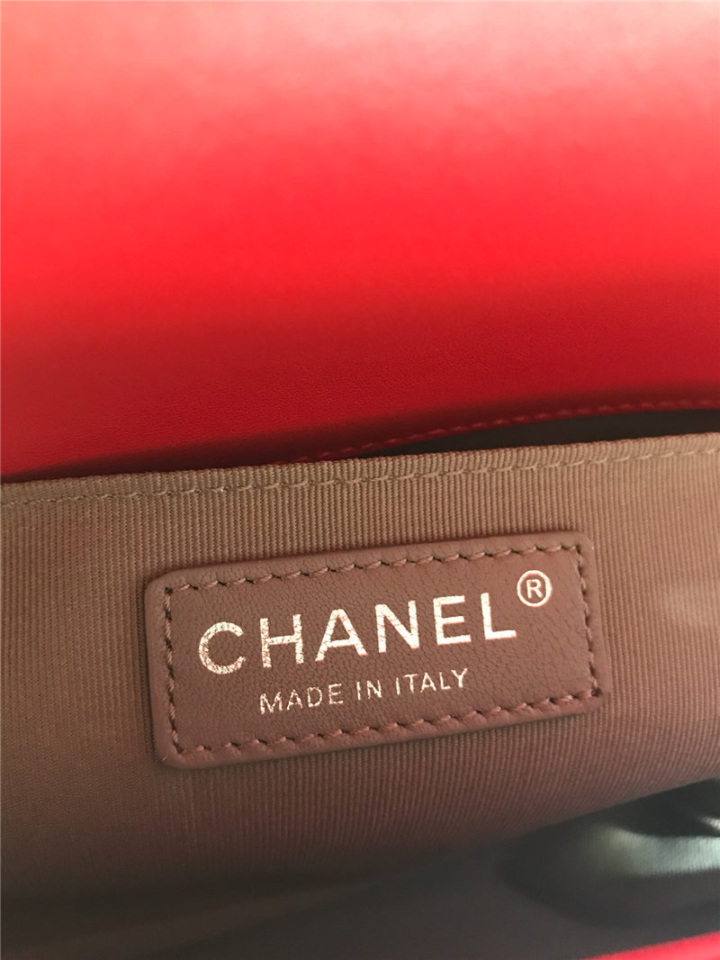 BOY Chanel HANDBAG Chevrons Pattern Lambskin Red B