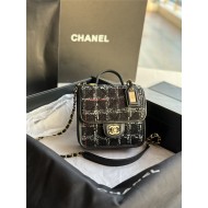 Chanel SMALL FLAP BAG WITH TOP HANDLE Cotton & Wool Tweed & Gold-Tone Metal AS3652 A