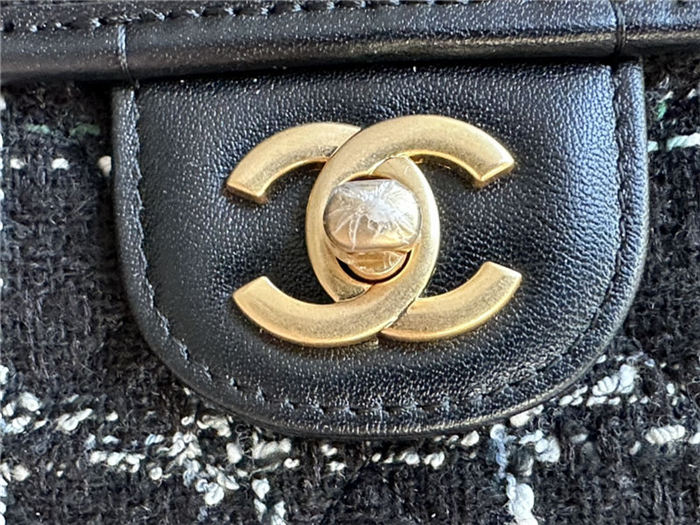 Chanel SMALL FLAP BAG WITH TOP HANDLE Cotton & Wool Tweed & Gold-Tone Metal AS3652 A