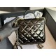 Chanel SMALL FLAP BAG WITH TOP HANDLE Patent Calfskin & Gold-Tone Metal AS3652 A