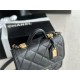 Chanel SMALL FLAP BAG WITH TOP HANDLE Grained Calfskin & Gold-Tone Metal AS3652 Black A