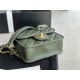 Chanel SMALL FLAP BAG WITH TOP HANDLE Grained Calfskin & Gold-Tone Metal AS3652 Green A