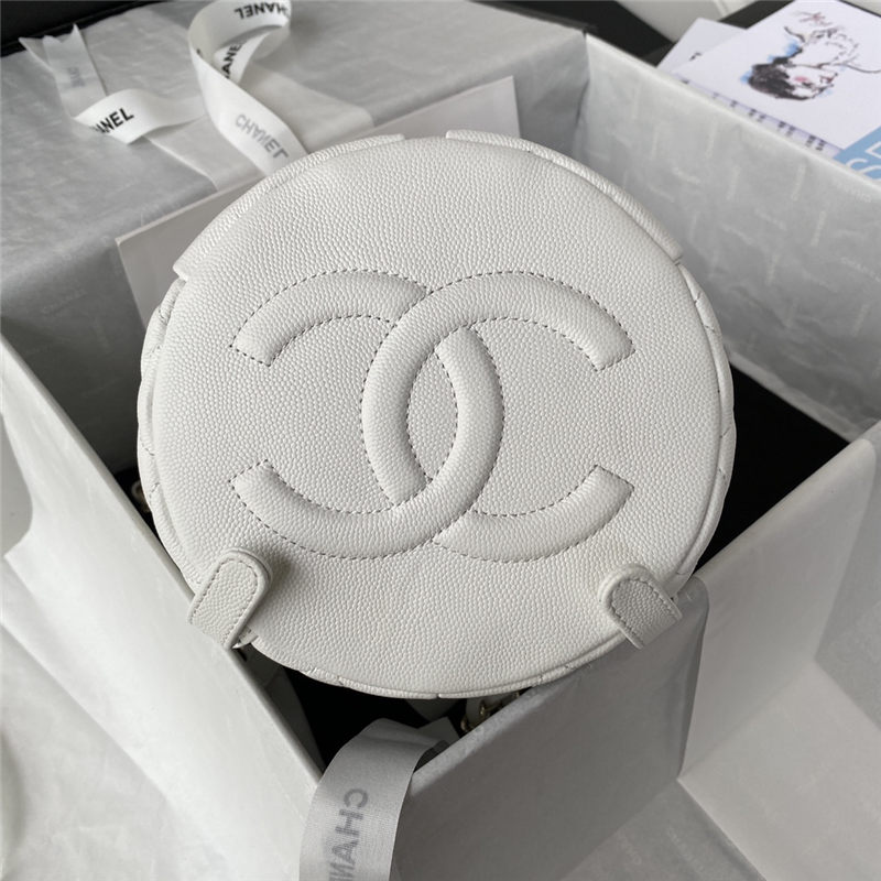 Chanel BACKPACK AS3200 Grained Calfskin & Gold-Tone Metal White High