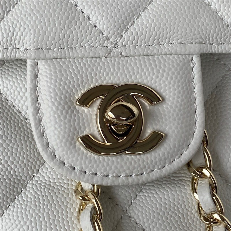 Chanel BACKPACK AS3200 Grained Calfskin & Gold-Tone Metal White High