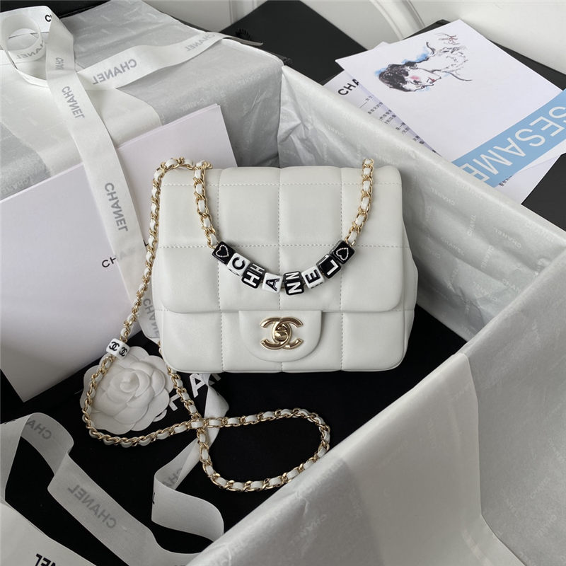 Chanel Mini Flap Bag AS3330 Lambskin & Gold-Tone Metal White A