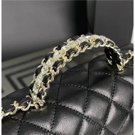 Chanel SMALL FLAP BAG With Top Diamond Handle Lambskin & Gold-Tone Metal AS4141 Black High