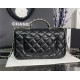 Chanel SMALL FLAP BAG With Top Diamond Handle Lambskin & Gold-Tone Metal AS4141 Black High