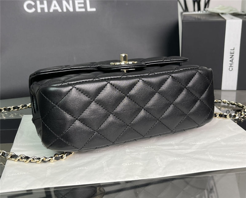 Chanel SMALL FLAP BAG With Top Diamond Handle Lambskin & Gold-Tone Metal AS4141 Black High