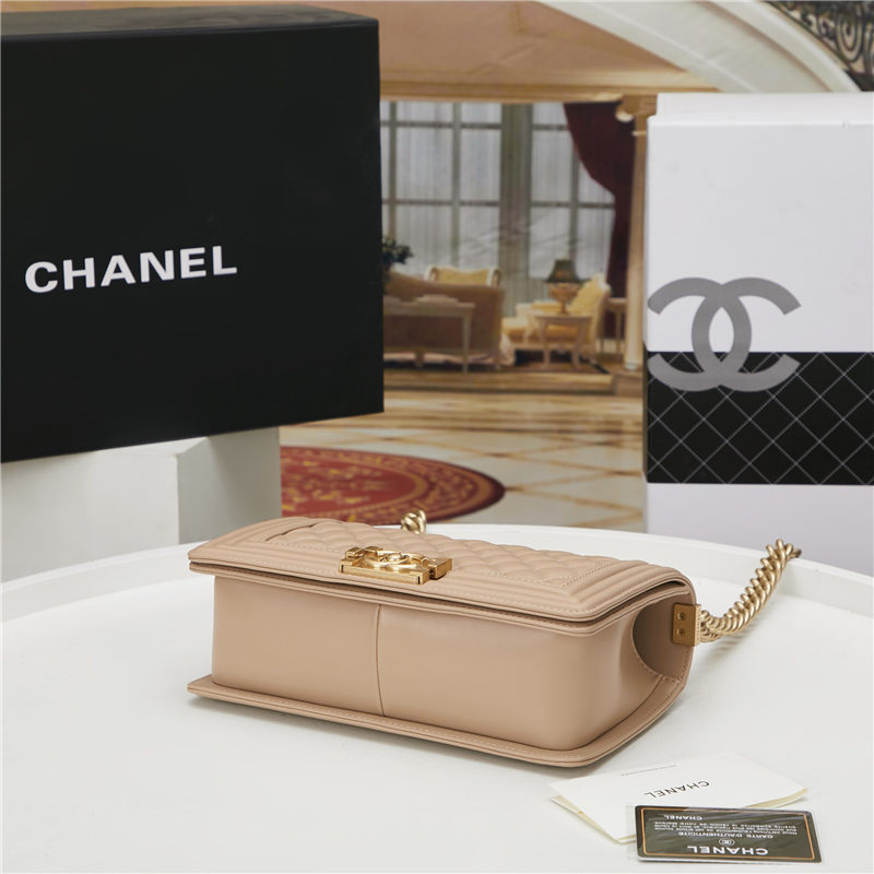 BOY Chanel HANDBAG Lambskin Beige B