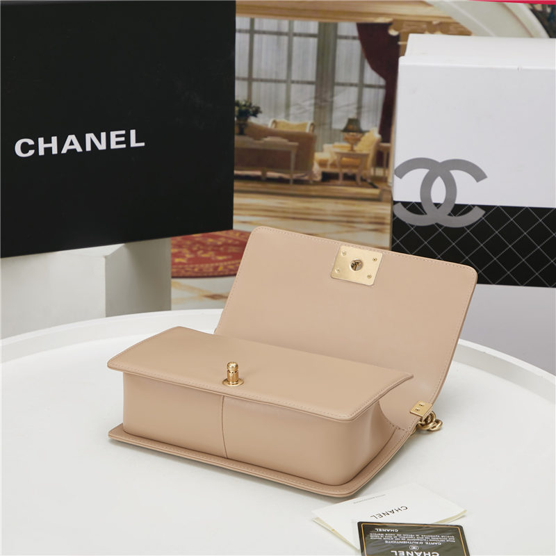 BOY Chanel HANDBAG Lambskin Beige B