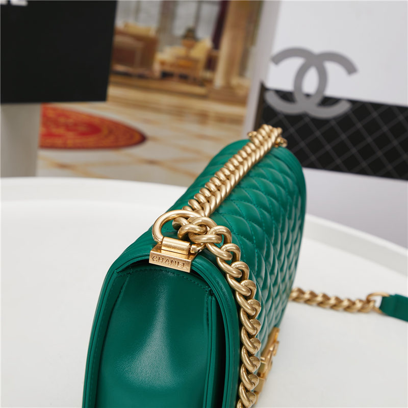 BOY Chanel HANDBAG Lambskin Green B