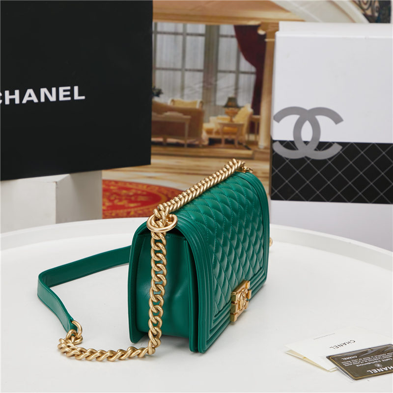 BOY Chanel HANDBAG Lambskin Green B