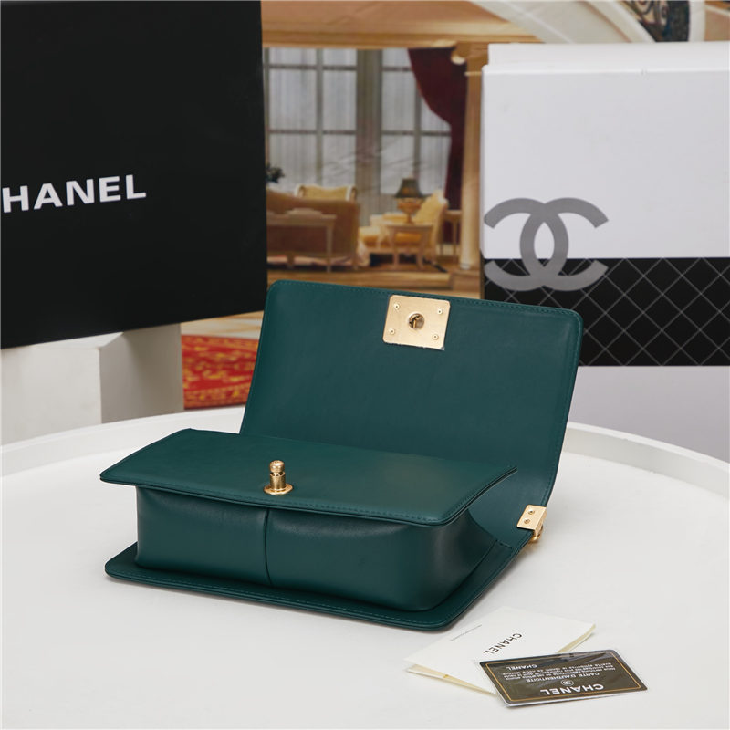 BOY Chanel HANDBAG Lambskin Dark Green B