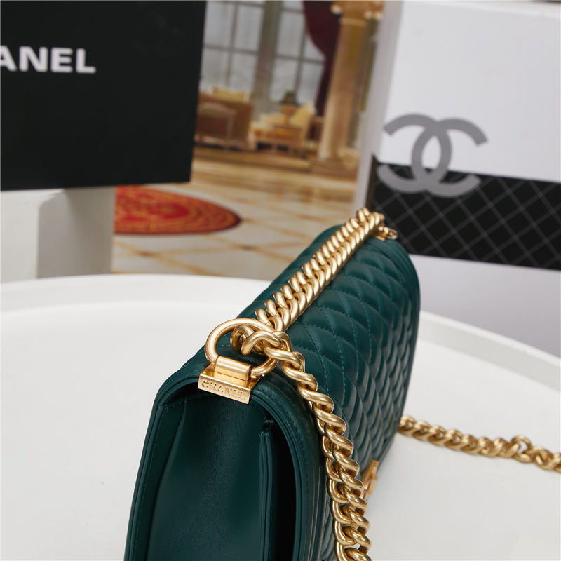 BOY Chanel HANDBAG Lambskin Dark Green B