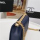 BOY Chanel HANDBAG Lambskin Navy Blue B