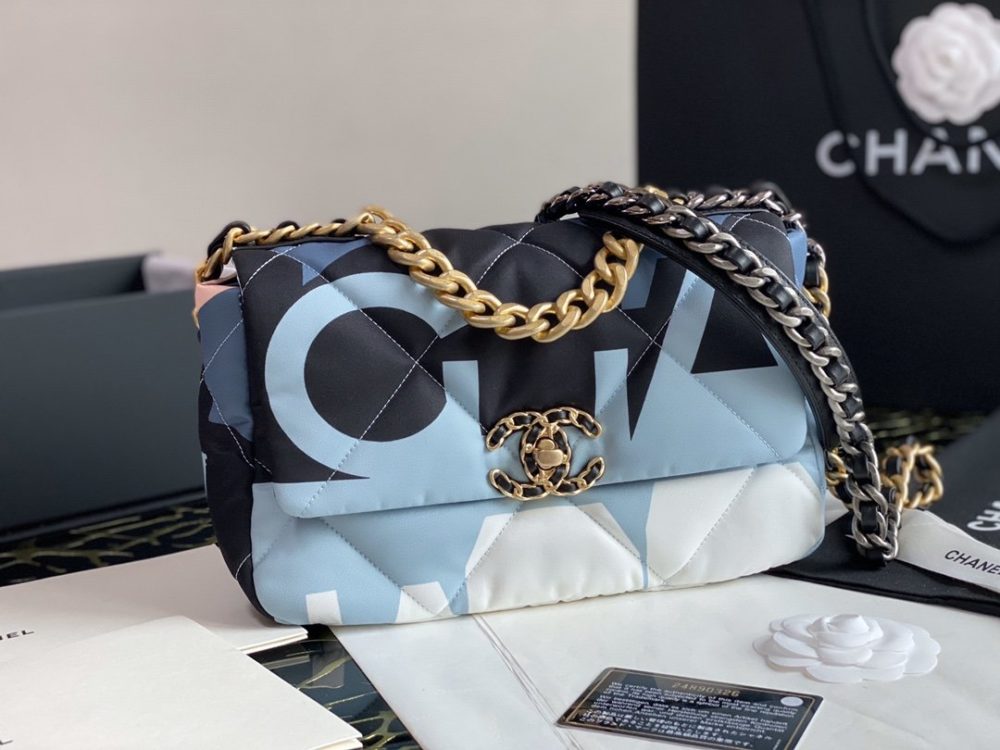 Chanel 19 Flap Bag Printed Silk High