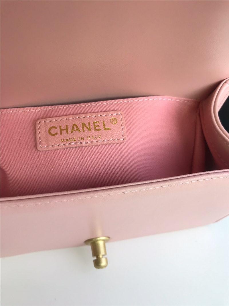 SMALL BOY Chanel HANDBAG Lambskin Pink High