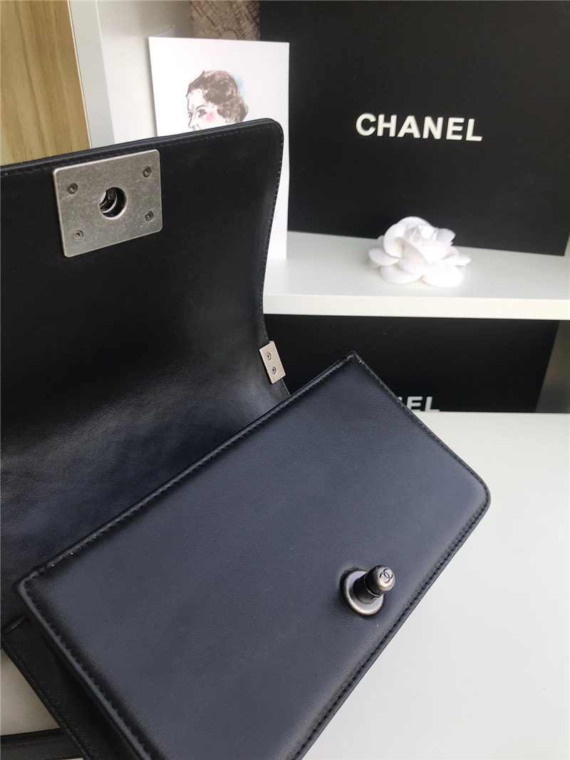 SMALL BOY Chanel HANDBAG Lambskin Black High