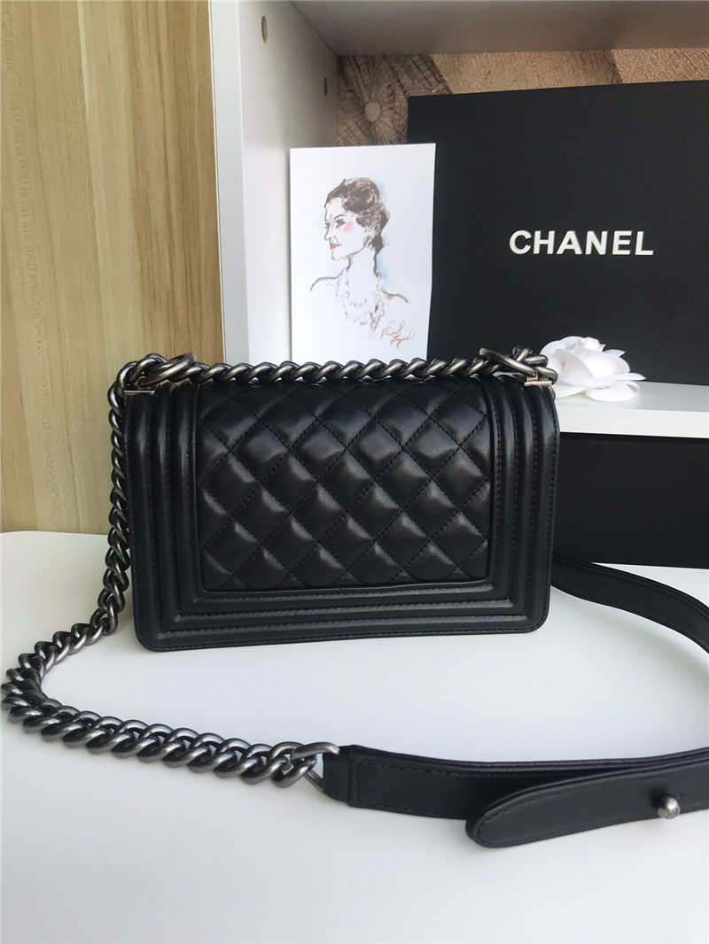 SMALL BOY Chanel HANDBAG Lambskin Black High