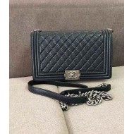 LARGE BOY Chanel HANDBAG Grained Calfskin Black High