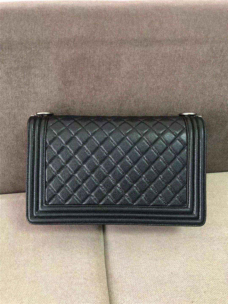 LARGE BOY Chanel HANDBAG Grained Calfskin Black High