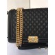 MAXI BOY Chanel HANDBAG Grained Calfskin Black High