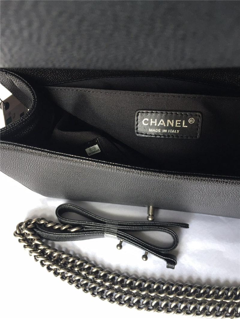 MAXI BOY Chanel HANDBAG Grained Calfskin Black High